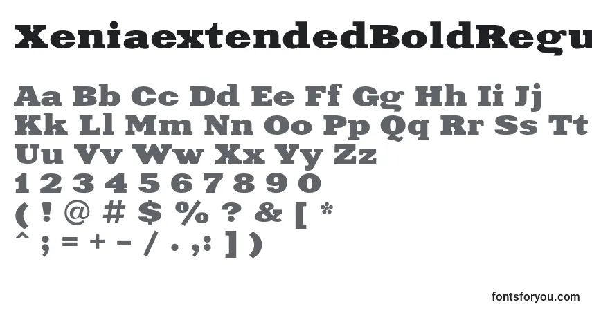 A fonte XeniaextendedBoldRegular – alfabeto, números, caracteres especiais
