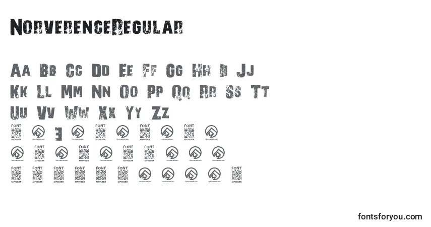 Czcionka NorverenceRegular – alfabet, cyfry, specjalne znaki
