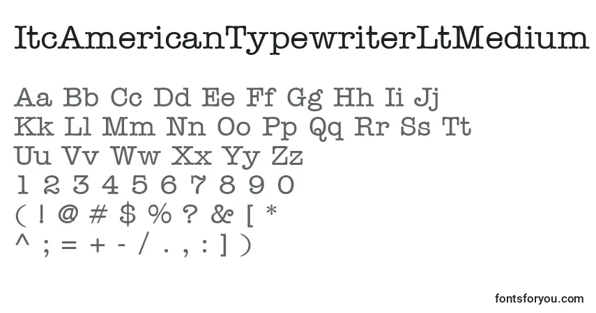 A fonte ItcAmericanTypewriterLtMedium – alfabeto, números, caracteres especiais