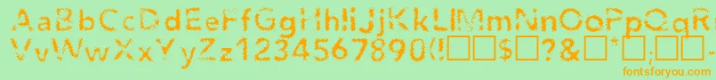 AgendaRegular-Schriftart – Orangefarbene Schriften auf grünem Hintergrund