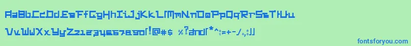 Fonte FunkyChunky – fontes azuis em um fundo verde