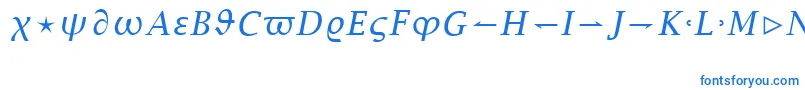 LucidaBrightMathItalic-fontti – siniset fontit valkoisella taustalla