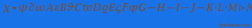 Fonte LucidaBrightMathItalic – fontes marrons em um fundo azul