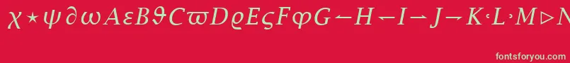 LucidaBrightMathItalic-fontti – vihreät fontit punaisella taustalla