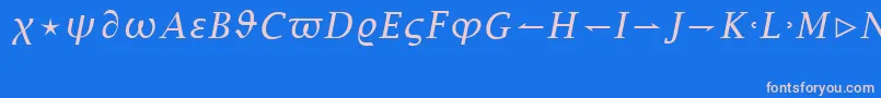 LucidaBrightMathItalic-fontti – vaaleanpunaiset fontit sinisellä taustalla