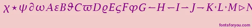 LucidaBrightMathItalic-fontti – violetit fontit vaaleanpunaisella taustalla