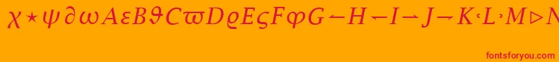 Fonte LucidaBrightMathItalic – fontes vermelhas em um fundo laranja