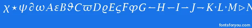 LucidaBrightMathItalic-fontti – valkoiset fontit sinisellä taustalla