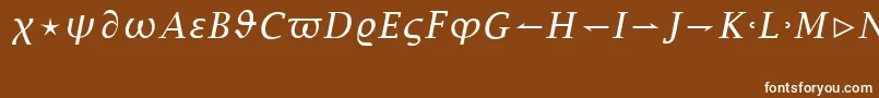 Fonte LucidaBrightMathItalic – fontes brancas em um fundo marrom