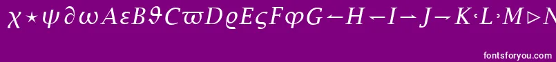 Fonte LucidaBrightMathItalic – fontes brancas em um fundo violeta