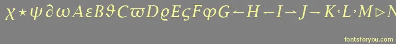 Fonte LucidaBrightMathItalic – fontes amarelas em um fundo cinza