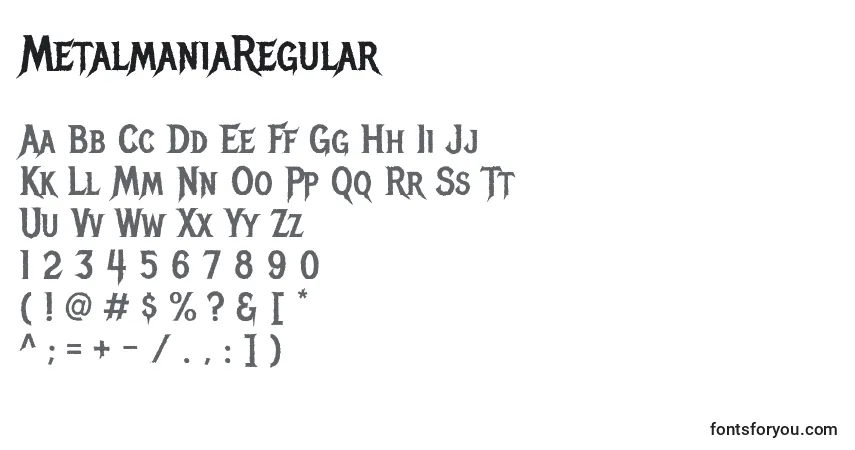 Шрифт MetalmaniaRegular – алфавит, цифры, специальные символы