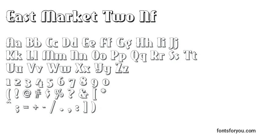 Czcionka East Market Two Nf – alfabet, cyfry, specjalne znaki