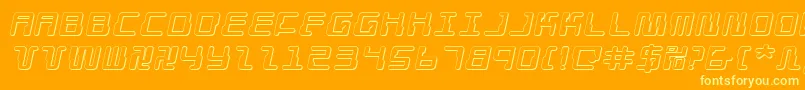 Droidlover3Dei-Schriftart – Gelbe Schriften auf orangefarbenem Hintergrund