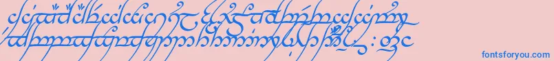 TengwarAnnatarItalic-fontti – siniset fontit vaaleanpunaisella taustalla