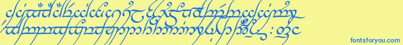 TengwarAnnatarItalic Font – Blue Fonts on Yellow Background