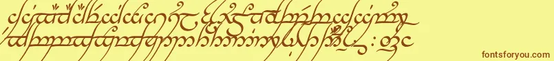 フォントTengwarAnnatarItalic – 茶色の文字が黄色の背景にあります。