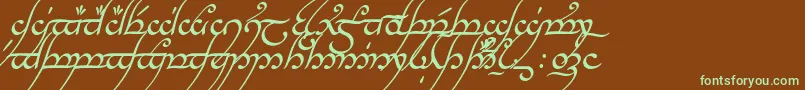 フォントTengwarAnnatarItalic – 緑色の文字が茶色の背景にあります。