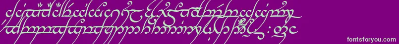 Fonte TengwarAnnatarItalic – fontes verdes em um fundo violeta