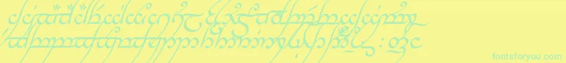 TengwarAnnatarItalic Font – Green Fonts on Yellow Background