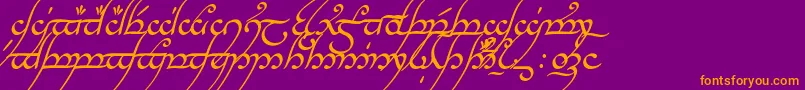 TengwarAnnatarItalic-Schriftart – Orangefarbene Schriften auf violettem Hintergrund