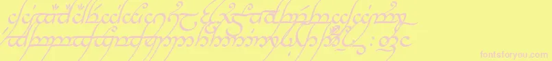 TengwarAnnatarItalic Font – Pink Fonts on Yellow Background