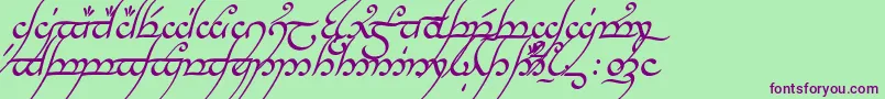 Fonte TengwarAnnatarItalic – fontes roxas em um fundo verde