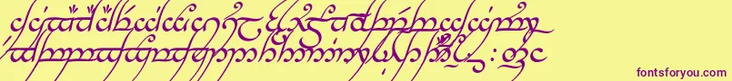 TengwarAnnatarItalic-fontti – violetit fontit keltaisella taustalla