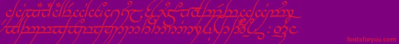 Czcionka TengwarAnnatarItalic – czerwone czcionki na fioletowym tle