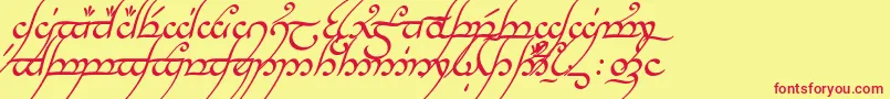 TengwarAnnatarItalic-fontti – punaiset fontit keltaisella taustalla