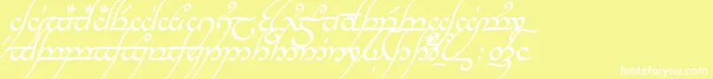 Fonte TengwarAnnatarItalic – fontes brancas em um fundo amarelo