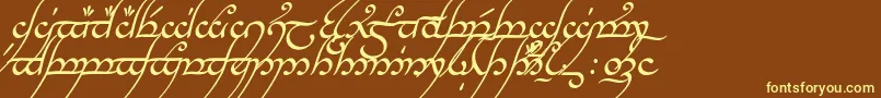 フォントTengwarAnnatarItalic – 黄色のフォント、茶色の背景