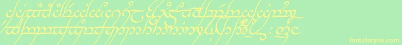 TengwarAnnatarItalic Font – Yellow Fonts on Green Background