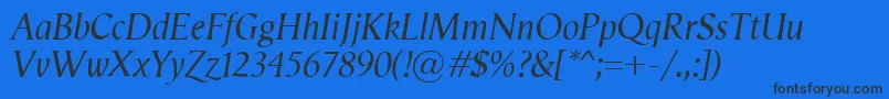Fonte VegaAntikvaItalic – fontes pretas em um fundo azul