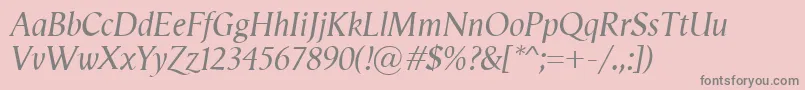 Fonte VegaAntikvaItalic – fontes cinzas em um fundo rosa