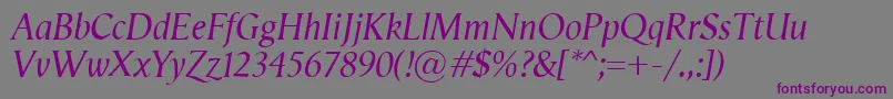 VegaAntikvaItalic-Schriftart – Violette Schriften auf grauem Hintergrund