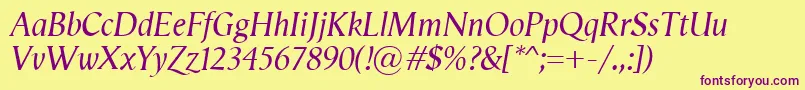 VegaAntikvaItalic Font – Purple Fonts on Yellow Background