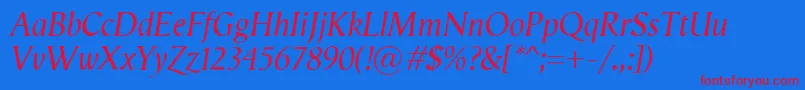 Fonte VegaAntikvaItalic – fontes vermelhas em um fundo azul