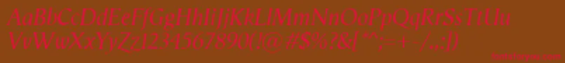 VegaAntikvaItalic Font – Red Fonts on Brown Background