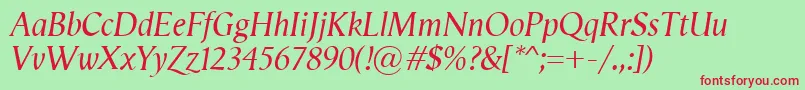 VegaAntikvaItalic Font – Red Fonts on Green Background