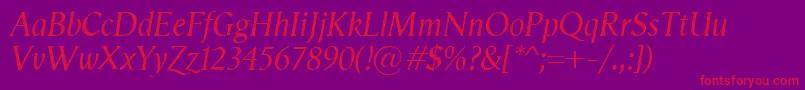 VegaAntikvaItalic Font – Red Fonts on Purple Background