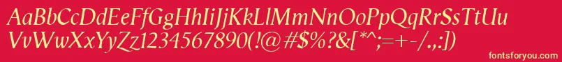 VegaAntikvaItalic Font – Yellow Fonts on Red Background
