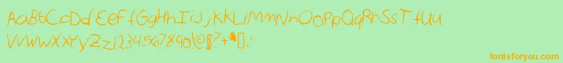 Fonte AnnieMax – fontes laranjas em um fundo verde