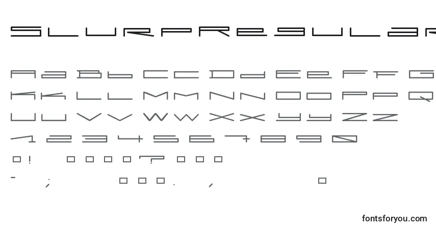Czcionka SlurpRegular – alfabet, cyfry, specjalne znaki