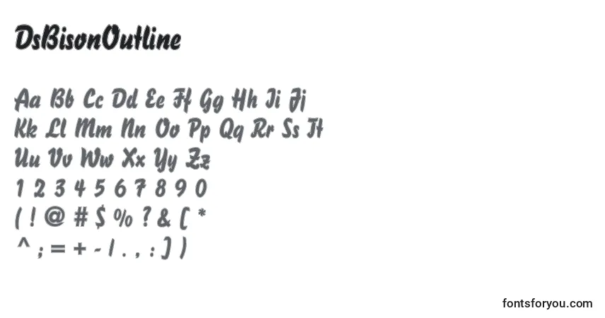 Шрифт DsBisonOutline (88295) – алфавит, цифры, специальные символы