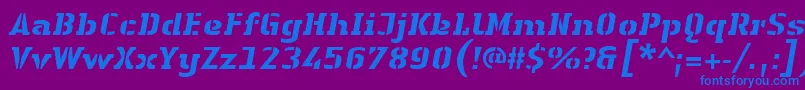 Шрифт LinotypeAuthenticStencilHeavyitalic – синие шрифты на фиолетовом фоне