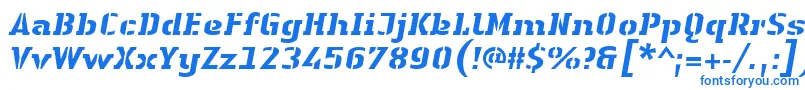 Шрифт LinotypeAuthenticStencilHeavyitalic – синие шрифты на белом фоне