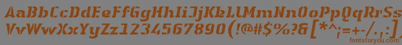 LinotypeAuthenticStencilHeavyitalic Font – Brown Fonts on Gray Background