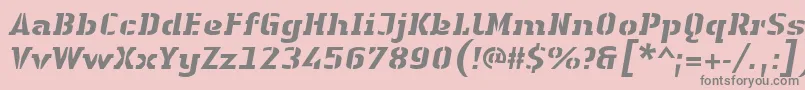 LinotypeAuthenticStencilHeavyitalic Font – Gray Fonts on Pink Background