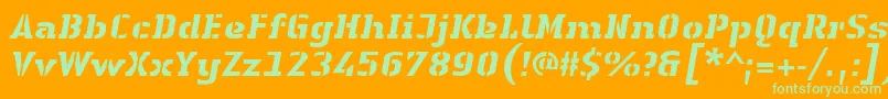 LinotypeAuthenticStencilHeavyitalic Font – Green Fonts on Orange Background